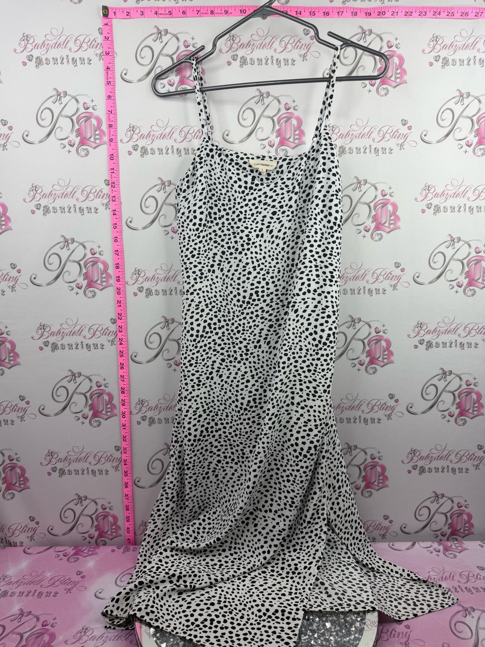 eesome dress dotted spots Black & White Polka-Dot Midi Slip Dress